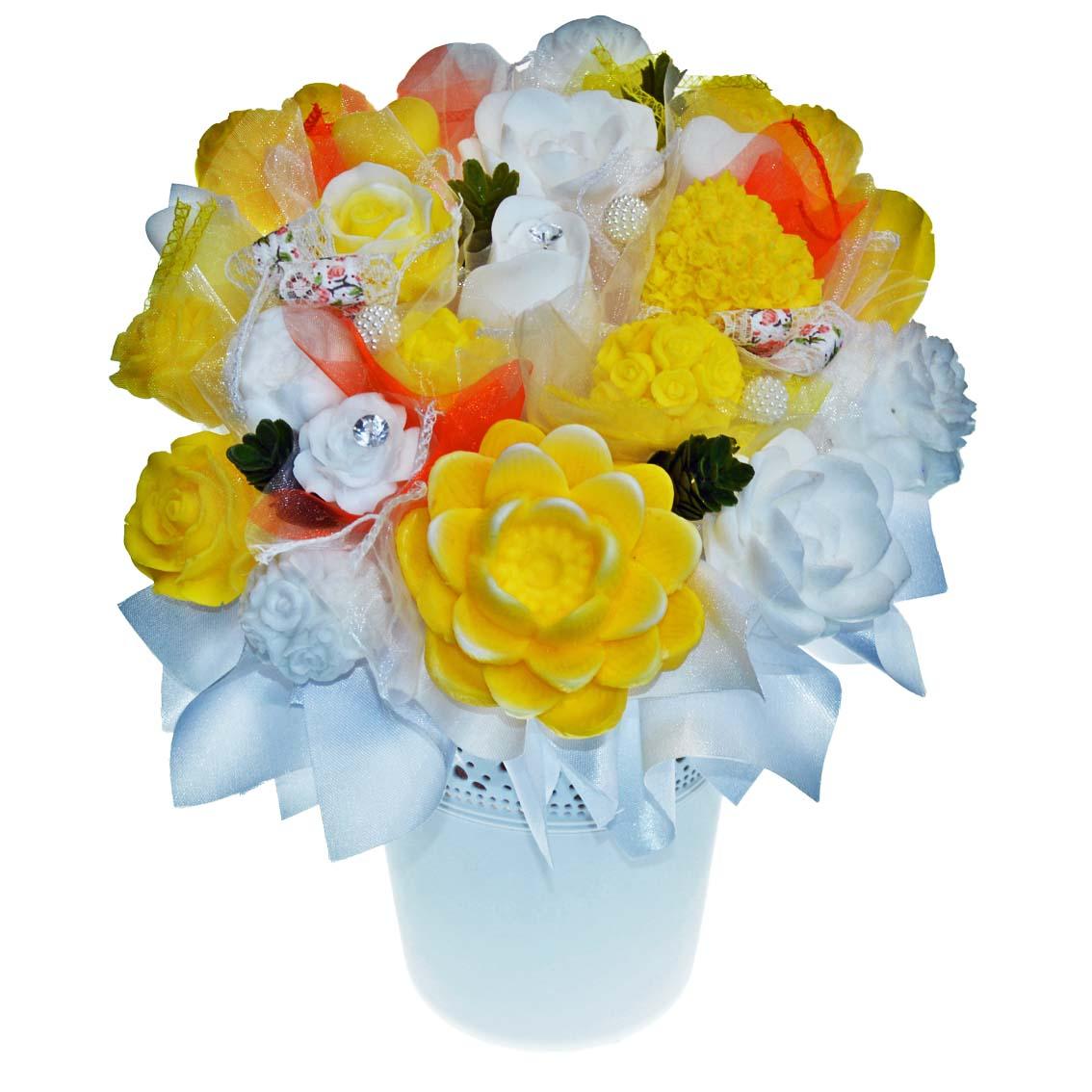 Mydlová Kytica - žlto - biela XL